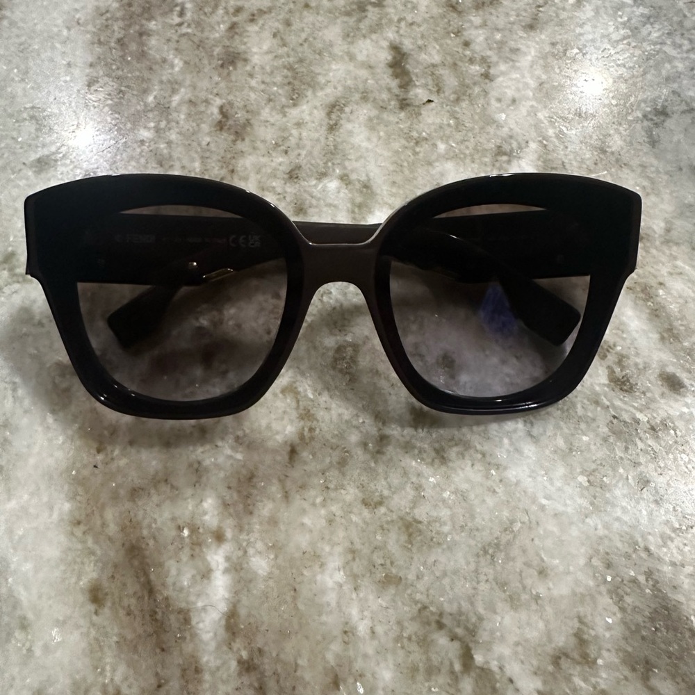 Fendi First 63mm Square Sunglasses Brown with Gold